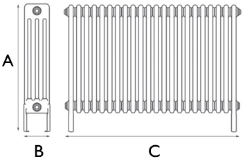 Enderby 4 Column Steel Radiator 710mm 22 Section Spec